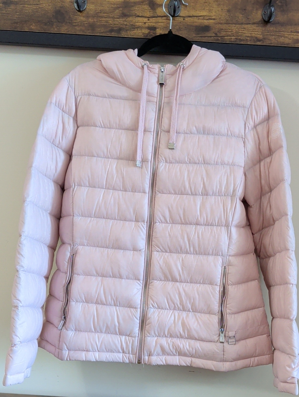 Calvin Klein Light Pink Quilted Hooded Puffer Jacket